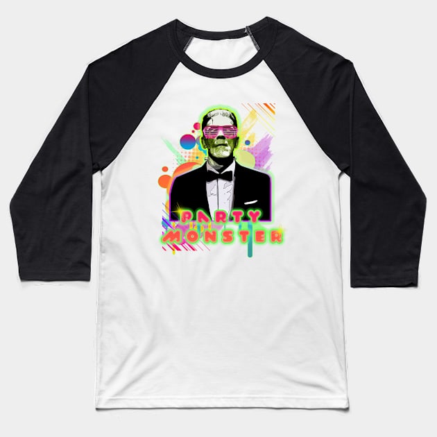 Party Monster Baseball T-Shirt by Spilled Ink